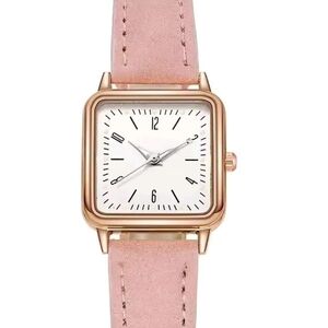 Women's Rose Gold Square Watch with Pink Strap
